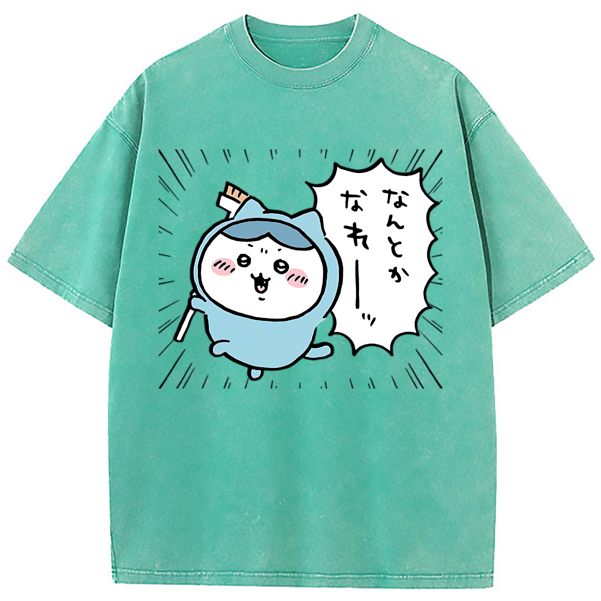 （画像用） ちいかわ ハチワレ Chii-kawa hachiware 綿100% ヴィンテージ風 半袖Tシャツ（フロントプリント）